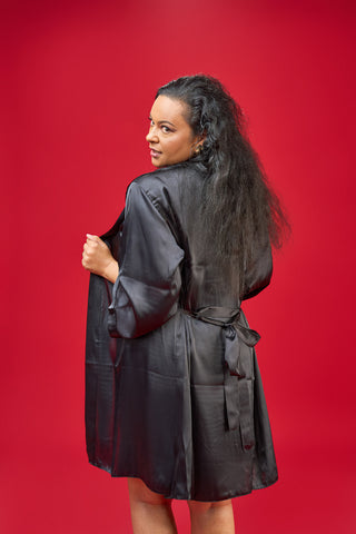 Rich Aunty Satin Gown- Noir Desire