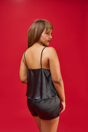 Rich Aunty Satin Noir Set-(Shorts & Cami)