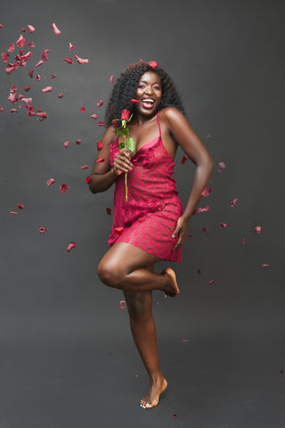 Mysterious Girl Slip in Wine Red