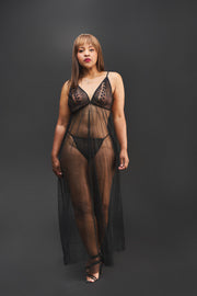 Mysterious Girl Gown in Noir Shadow