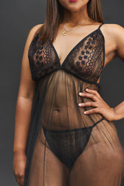 Mysterious Girl Gown in Noir Shadow