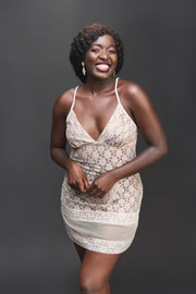 Mysterious Girl Slip in Ivory Whisper