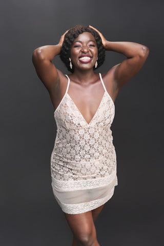 Mysterious Girl Slip in Ivory Whisper